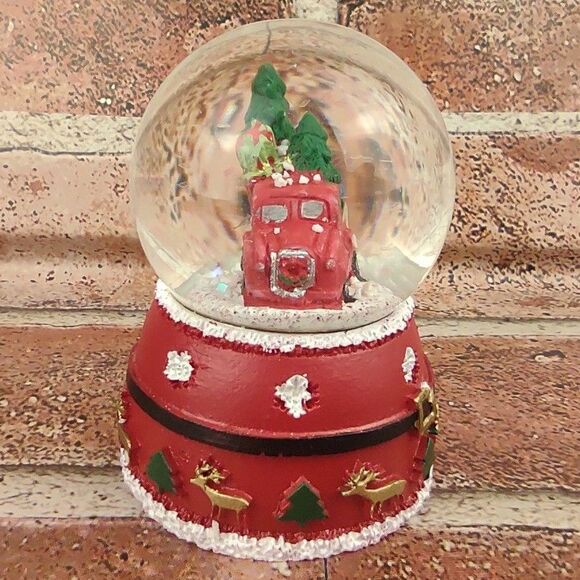 Mini Christmas Tree Truck Snowglobe Pickup Waterglobe Snow Globe Santa Reindeers - Picture 14 of 16
